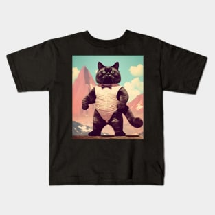 Feline Flex: The Beefcake Kitty Brigade -Rudy Kids T-Shirt